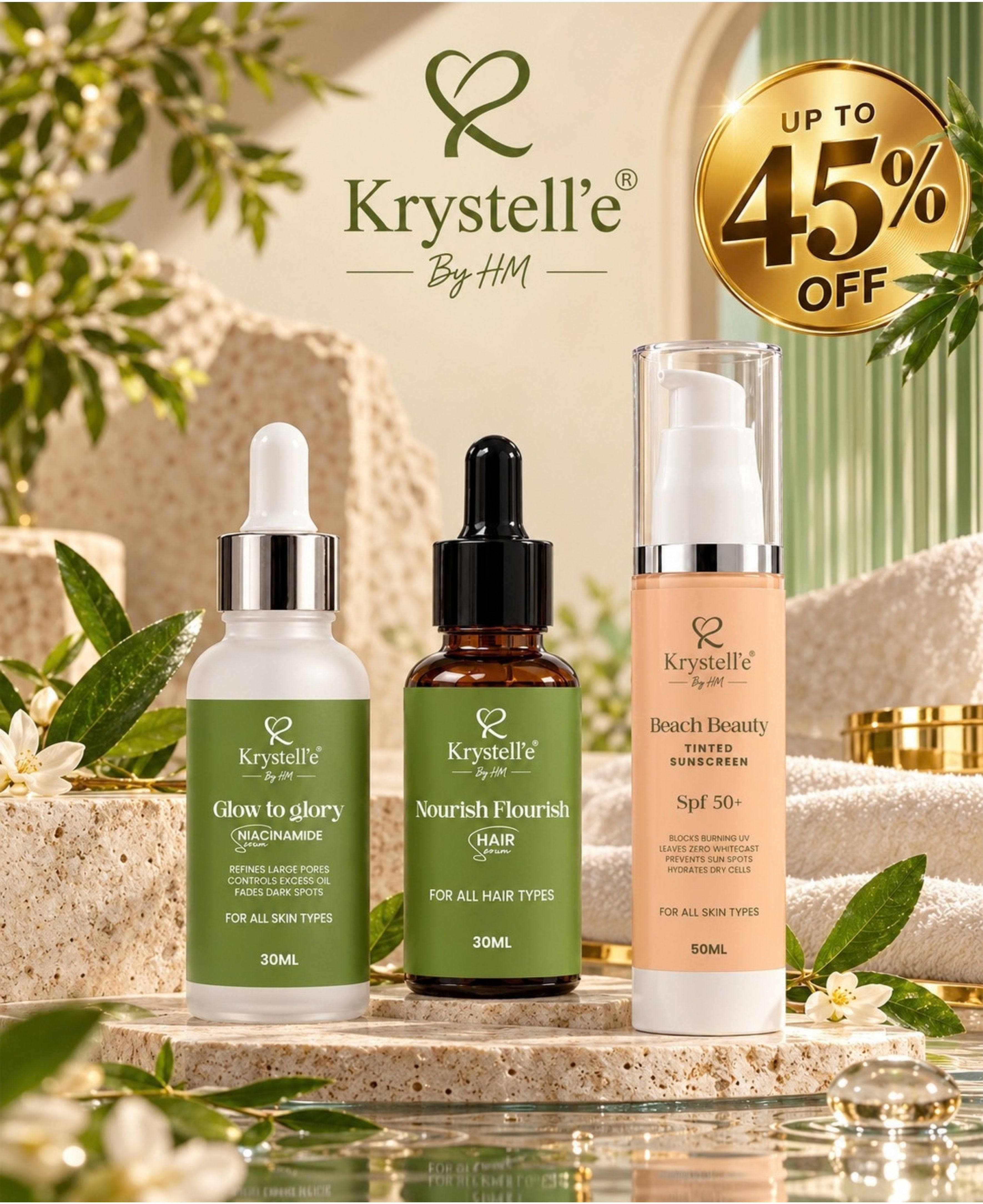 【3set】to esella crysta bright serum 20mL All-Day Protection Trio | Niacinamide Serum + Hair Serum + Tinted